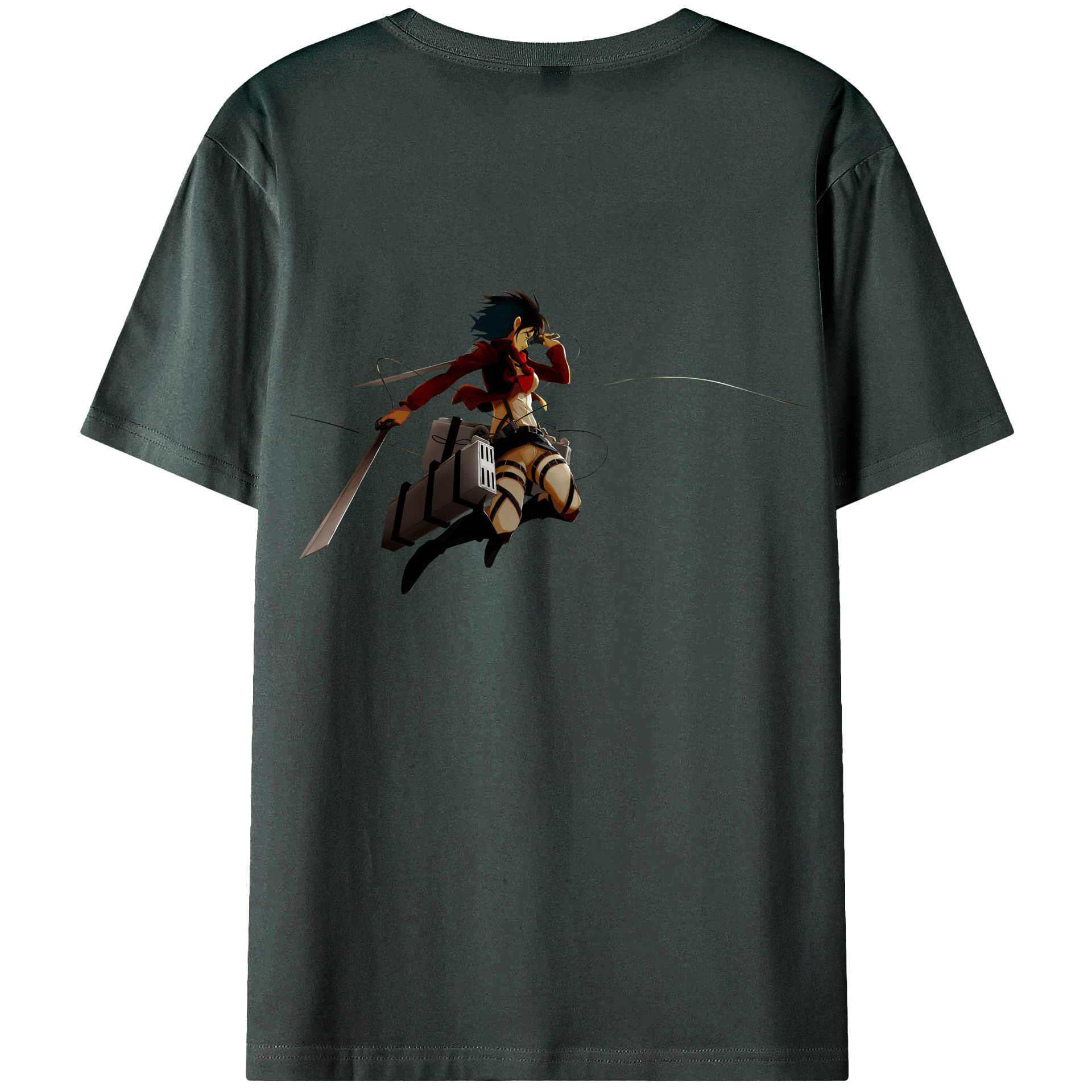 （画像用） 進撃の巨人 ミカサ·アッカーマン Attack on Titan Mikasa Ackerman 綿100％ メンズ半袖Tシャツ（バックプリント） 通気性